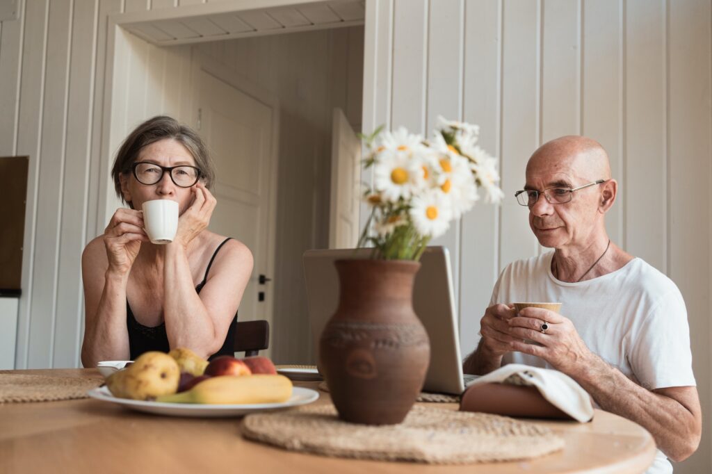 Senior couple spending time together at home.