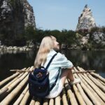 Young woman solo trip travel sightseeing