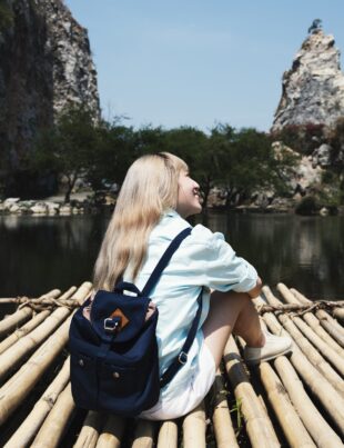 Young woman solo trip travel sightseeing