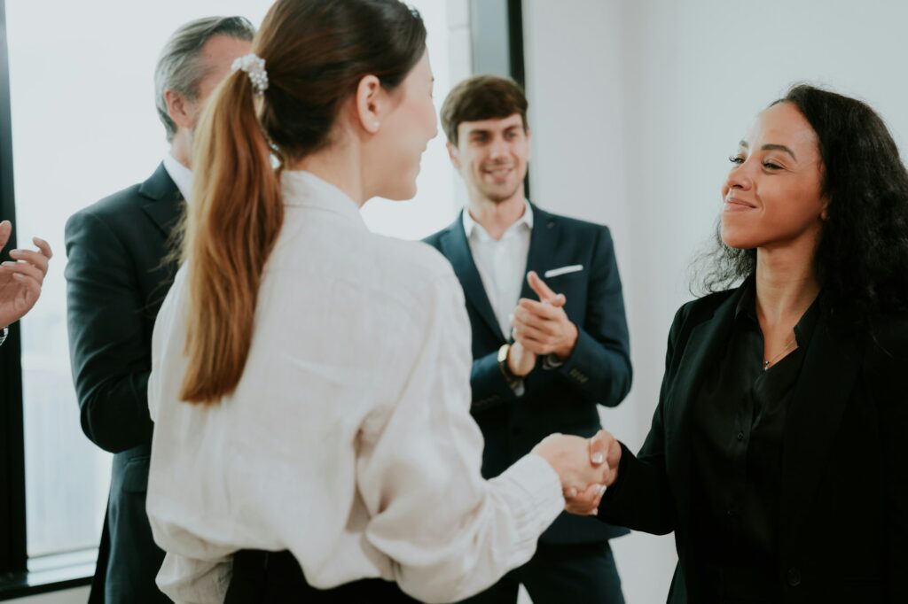 successful negotiate and meeting handshake concept, businessman partner person shake hand