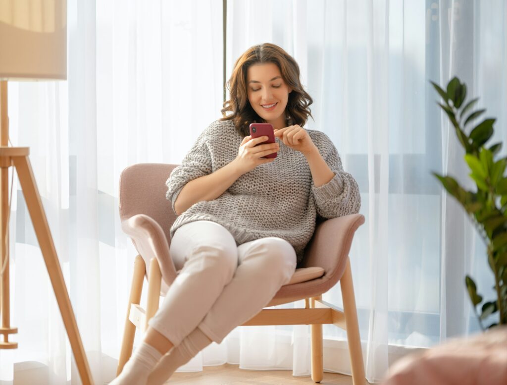 woman is using phone